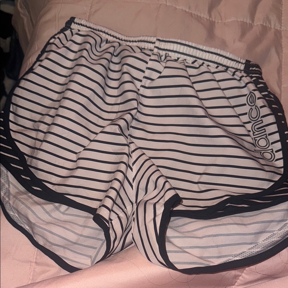 Varsity Black and White Striped Athletic Shorts